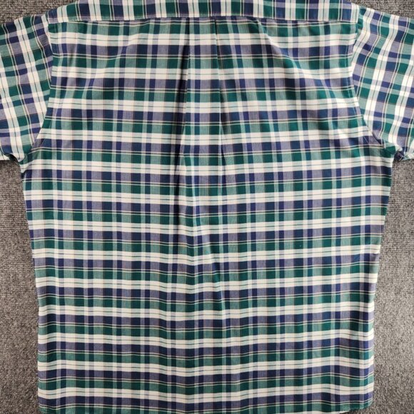 VTG LL Bean Button Up Shirt Short Sleeve Plaid Cotton Blend 16.5 Woven Oxford - Picture 13 of 14